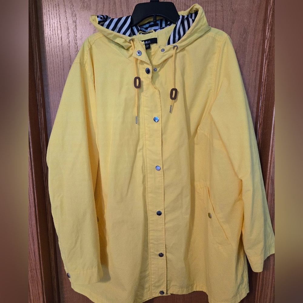 Yellow Hooded Rain Jacket